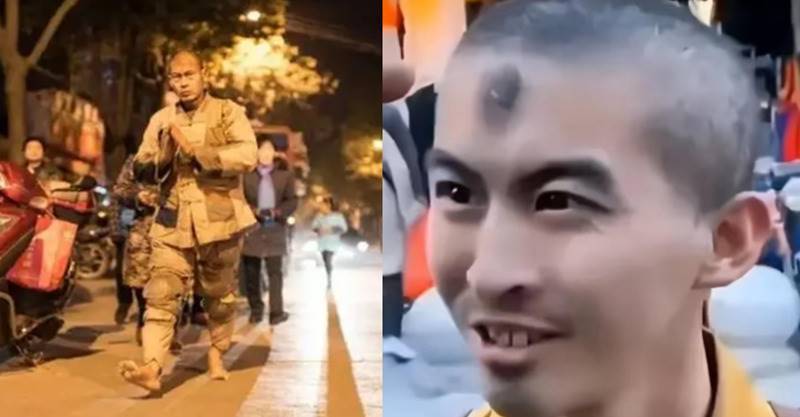 失戀後遁入佛門！他「七步一叩首」走3700公里去寺廟朝聖　8年後長出「天眼」路人一看全膜拜